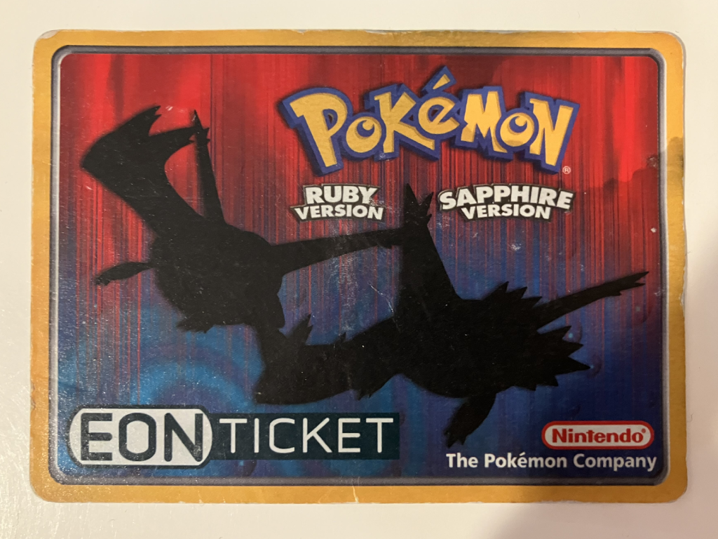 The front of a waterlogged Eon Ticket.